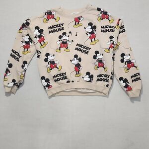 H&M X Disney Mickey Mouse Print Pullover Sweater Tan